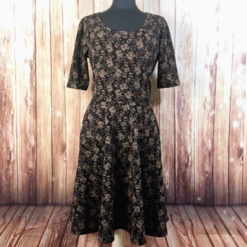 LULAROE Nicole Dress Floral Brown